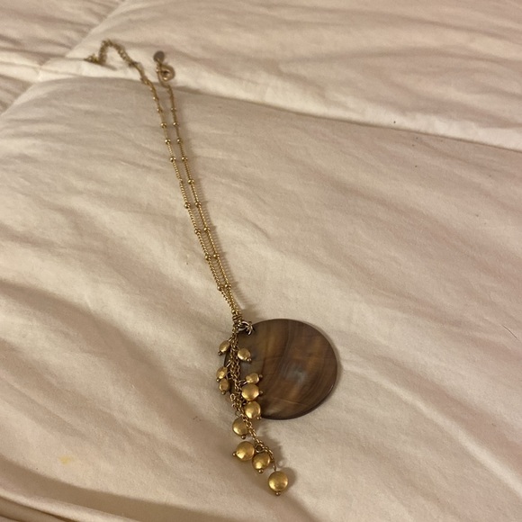 Lia Sophia gold tone abalone shell disk pendant - Picture 2 of 4